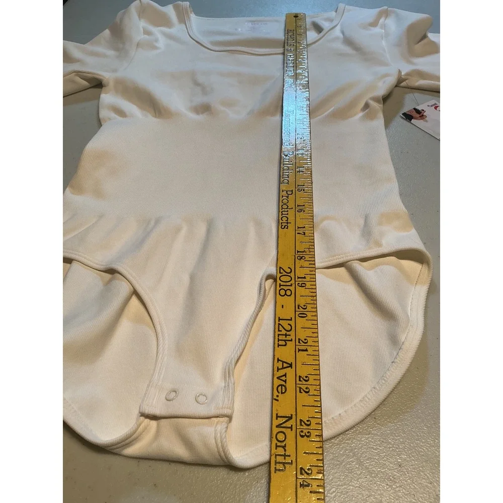 NWT Joyspun Womens White Seamless Long Sleeve Bodysuit‎ Shapewear Large 12-14